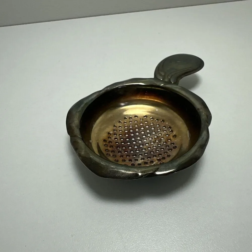 Vintage Silverplate Tea Strainer Handled Tea Leaf Strainer Scalloped Rim